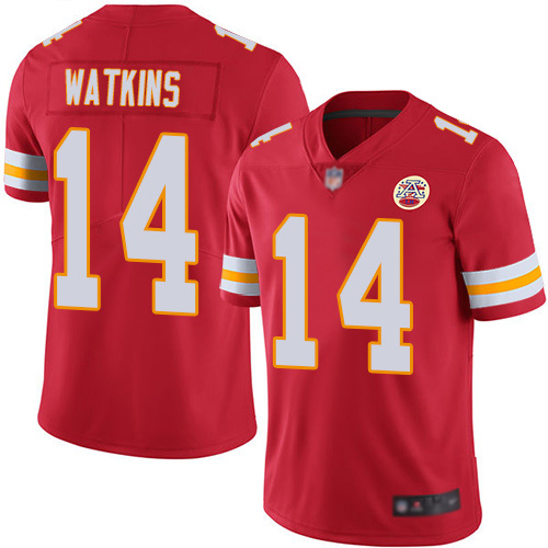 Men Kansas City Chiefs 14 Watkins Sammy Red Team Color Vapor Untouchable Limited Player Football Nike NFL Jersey